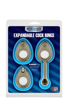 Набор из 3 дымчатых эрекционных колец Menzstuff Expandable Cockring Set