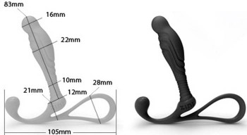 Малый черный массажер простаты Zini Janus Anti-Shock