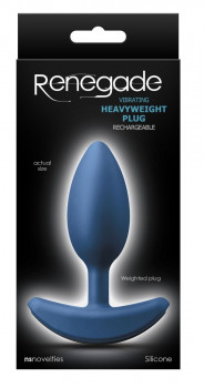 Средняя голубая анальная вибропробка Heavyweight Plug Medium - 12 см.