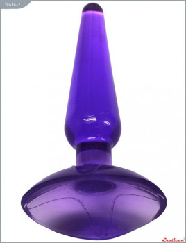 Фиолетовая анальная пробка Butt Plug на присоске - 11 см.