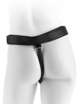 Кофейный страпон на виниловых трусиках Strap-on Harness Cock - 17,8 см.