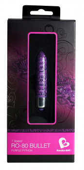 Стильный мини-вибратор со змеиным принтом RO-80MM 7-Speed Purple Piton
