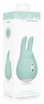 Зеленый клиторальный стимулятор Love Bunny с ушками - 9,5 см.