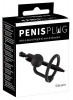 Черный силиконовый дилятор с вибрацией и кольцом PenisPlug with a Glans Ring & Vibration