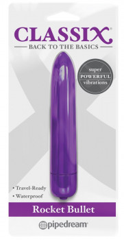 Фиолетовая гладкая вибропуля Rocket Bullet - 8,9 см.