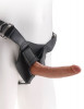 Кофейный страпон на виниловых трусиках Strap-on Harness Cock - 17,8 см.