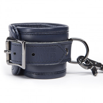 Тёмно-синие кожаные наручники No Bounds Collection Wrist Cuffs