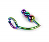 Радужное эрекционное кольцо с анальной ёлочкой Rainbow Horse Shoe Cock Ring with Trio of Anal Balls