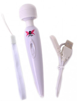 Белый вибромассажёр Pixey Wand Pocket Recharge - 15 см.