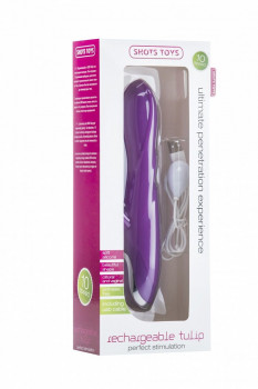 Фиолетовый перезаряжаемый вибратор RechargeableTulip Purple - 21 см.
