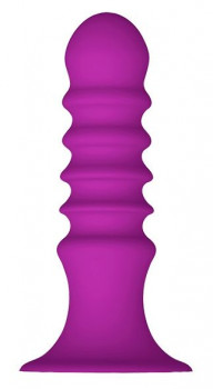 Фиолетовый ребристый анальный стимулятор Ribbed Plug - 13,5 см.