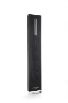 Чёрная плётка Leather Whip Metal Long - 49,5 см.