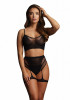 Эротический комплект из сетки Bra Set With Garters, черный