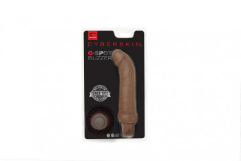 Коричневый реалистичный вибратор для точки G CyberSkin G-Spot Buzzer - 19 см.