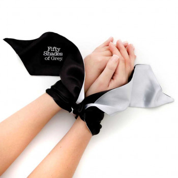 Черно-серый галстук-фиксация Satin Restraint Wrist Tie